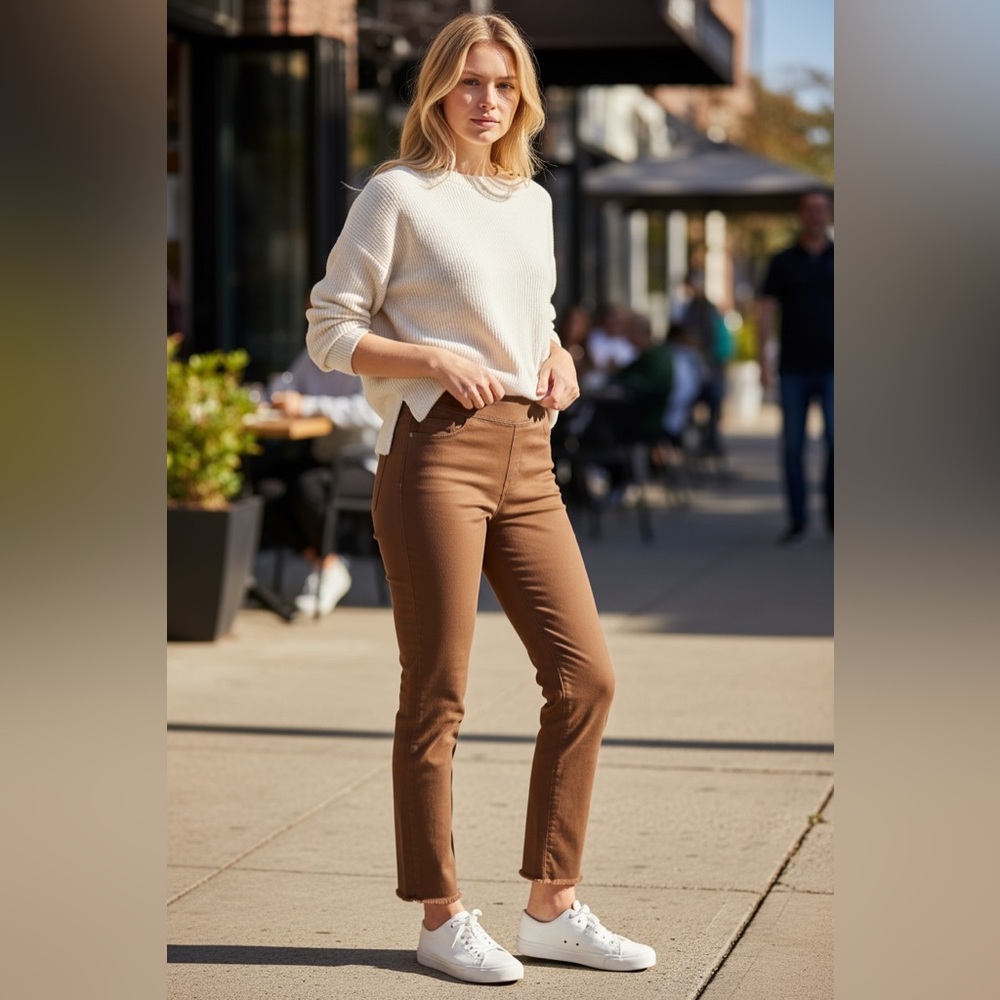 Old Navy Brown Rockstar Super Skinny Jeggings with Distressed Ankle Hem